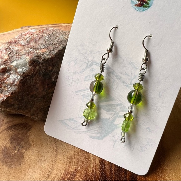 Chic Lime Green Beaded Earrings - Picture 2 of 4